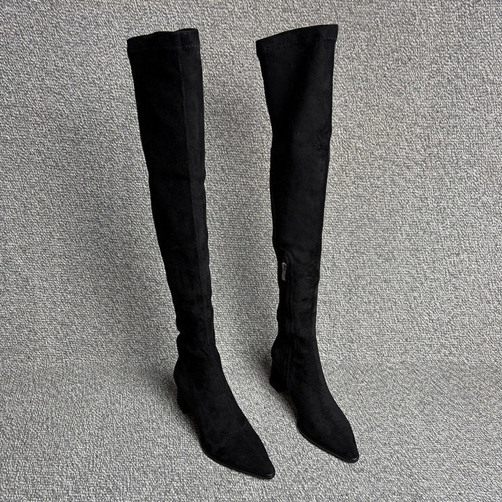 Damen Overknee‑Stiefel mit spitzer Zehenpartie, elastischem Schaft und sculpted Blockabsatz Echo Archiv