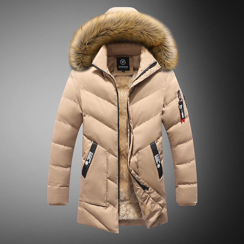 Herren gesteppte Winterjacke mit abnehmbarem Kunstfellkragen und praktischen Taschen Echoarchiv