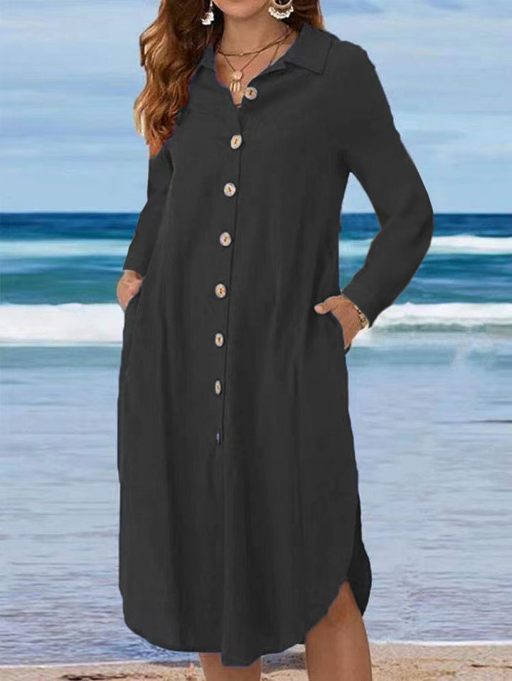 Damen Hemdblusenkleid mit Knopfdetail und schwingendem Saum Echo Archiv