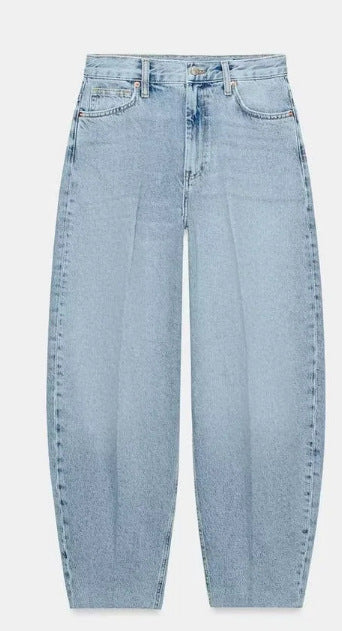 Damen Hochtaillierte Baggy-Jeans mit weitem Bein und klassischer Taschenlösung Echo Archiv