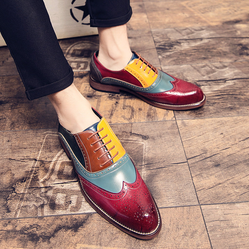 Herren handgefertigte Brogue-Lederschuhe mit mehrfarbiger Patina und perforierten Details Echo Archiv