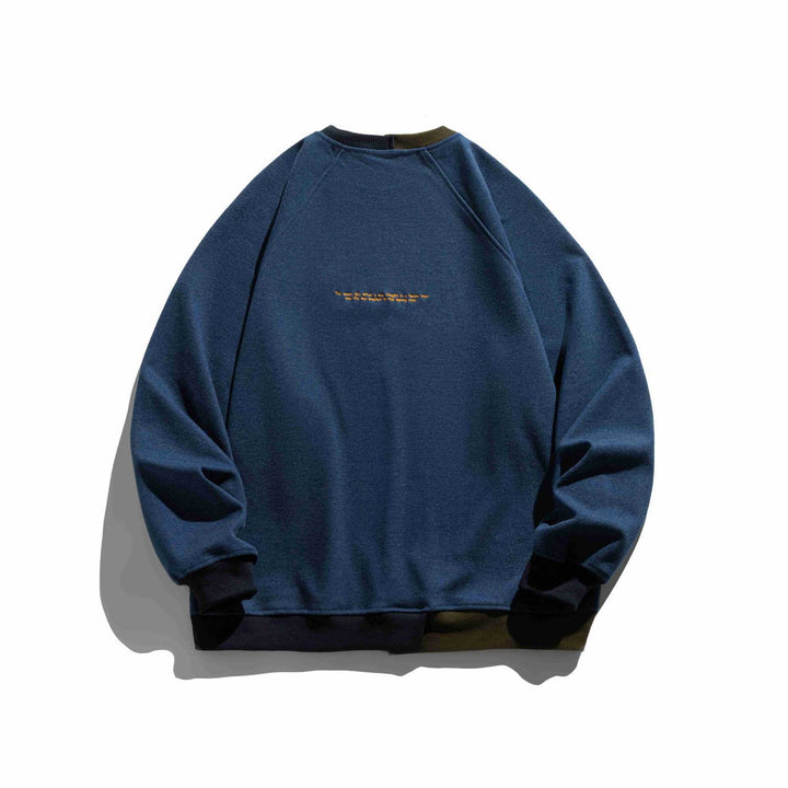 Herren Komfortabler Baumwoll-Sweatshirt mit Kontrastbündchen und Sticklogo Echoarchiv