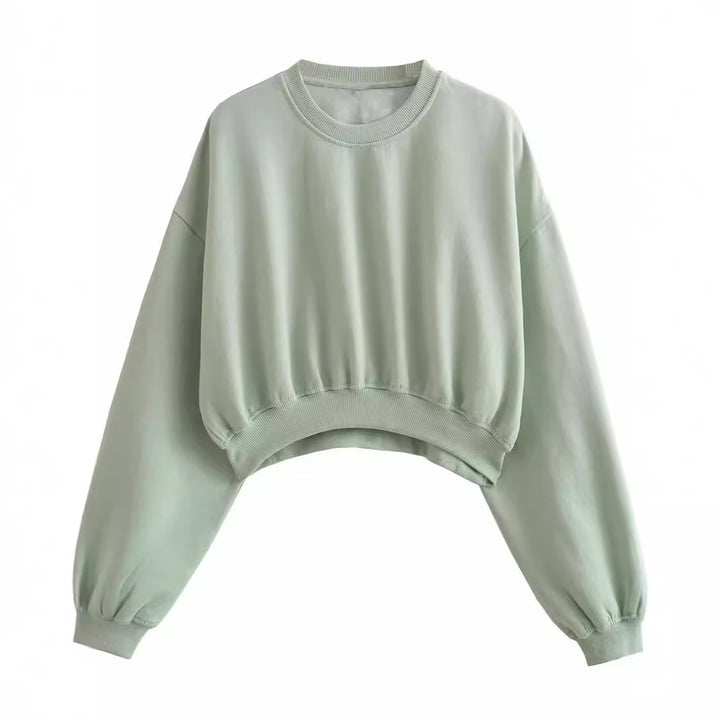 Damen Kurzes Oversize‑Sweatshirt mit gerafftem Saum und Ballonärmeln Echo Archiv