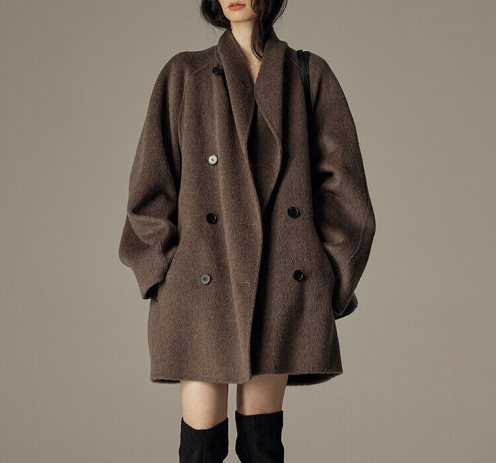 Damen Modische Oversized Wool-Mantel Echoarchiv