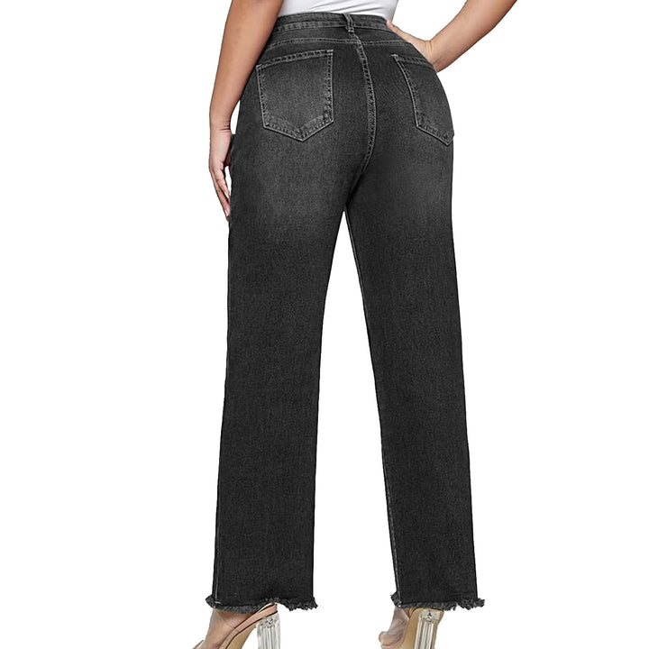 Damen nan weite knöchellange Jeans mit hohem Bund und rohem Saum Echo Archiv