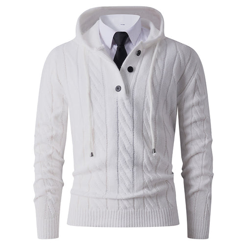Herren Strickjacke mit Kapuze und modernem Zopfmuster Echoarchiv