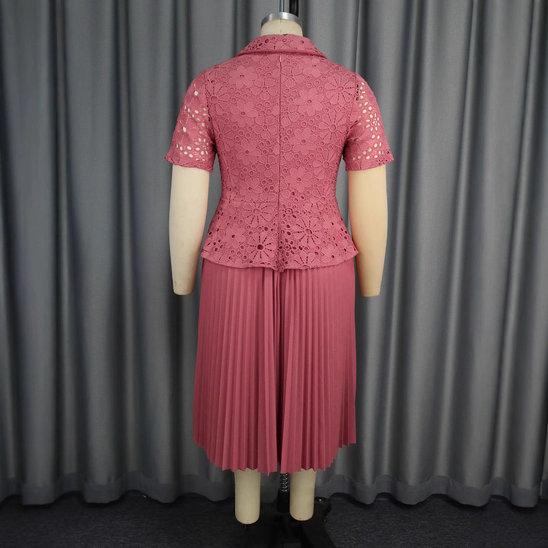 Damen elegantes Spitzenkleid mit Plissee-Rock Echo Archiv