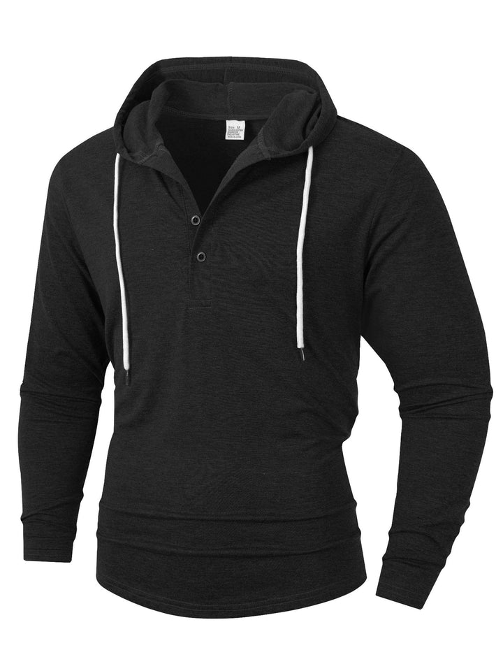 Herren Hoodie mit knöpfbarem Kragen und Kordelzug Echoarchiv