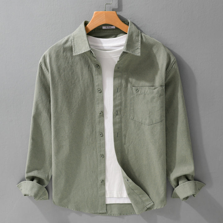 Herren Hemdjacke-Overshirt aus softem Baumwoll-Twill im Layering-Look mit aufgesetzter Brusttasche Echoarchiv