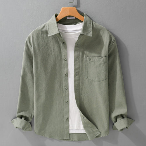 Herren Hemdjacke-Overshirt aus softem Baumwoll-Twill im Layering-Look mit aufgesetzter Brusttasche Echoarchiv