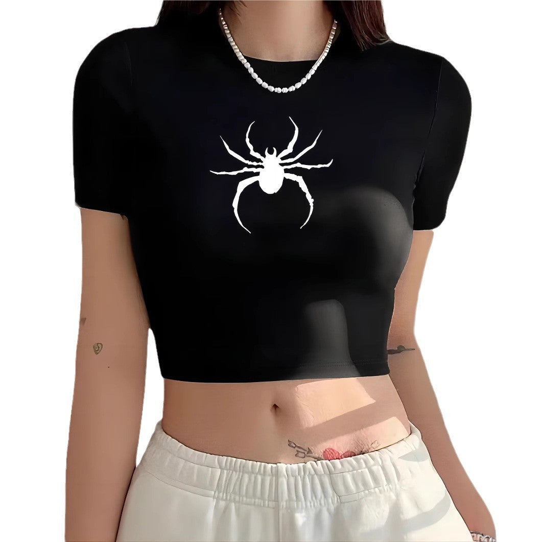 Damen Crop-T-Shirt mit modernem Grafiken-Aufdruck Echo Archiv