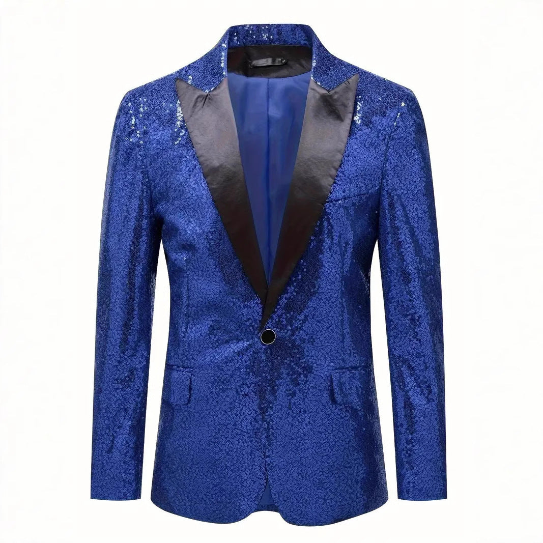 Herren festlicher Paillettenblazer mit schwarzem Revers Echoarchiv