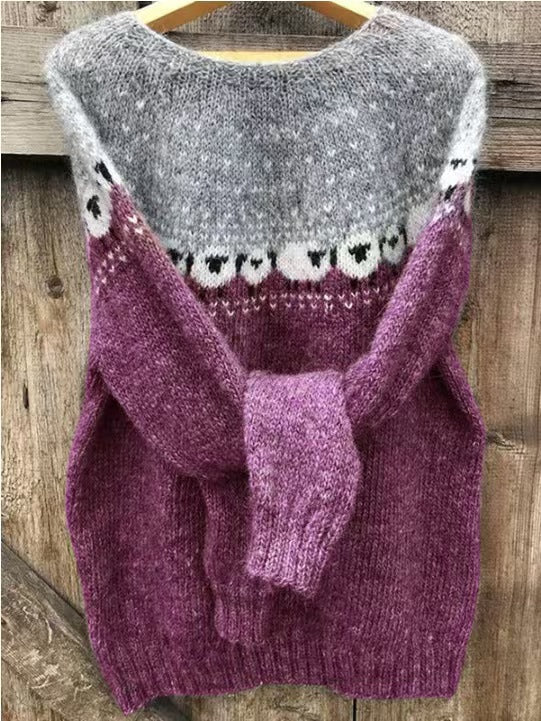 Damen nan Norwegerpullover aus Wollmix mit Rundhalsausschnitt und traditionellem Fair-Isle-Yoke Echo Archiv