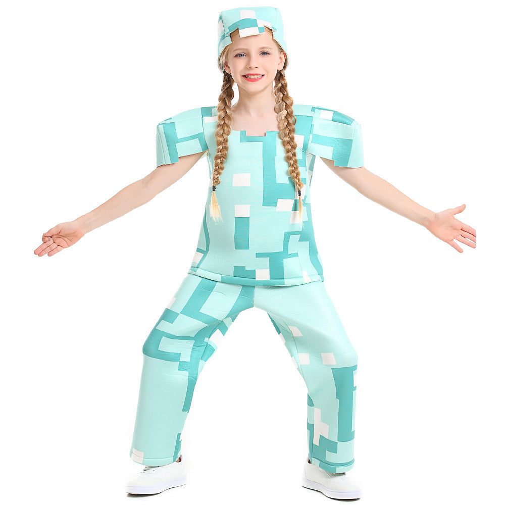 Mädchen Minecraft Kostüm mit geometrischem Muster und lässiger Passform Echo Archiv