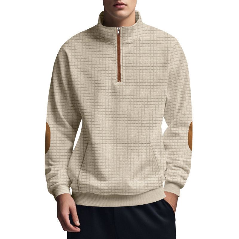 Herren sportlicher Hoodie mit halbem Reißverschluss und strukturiertem Design Echoarchiv
