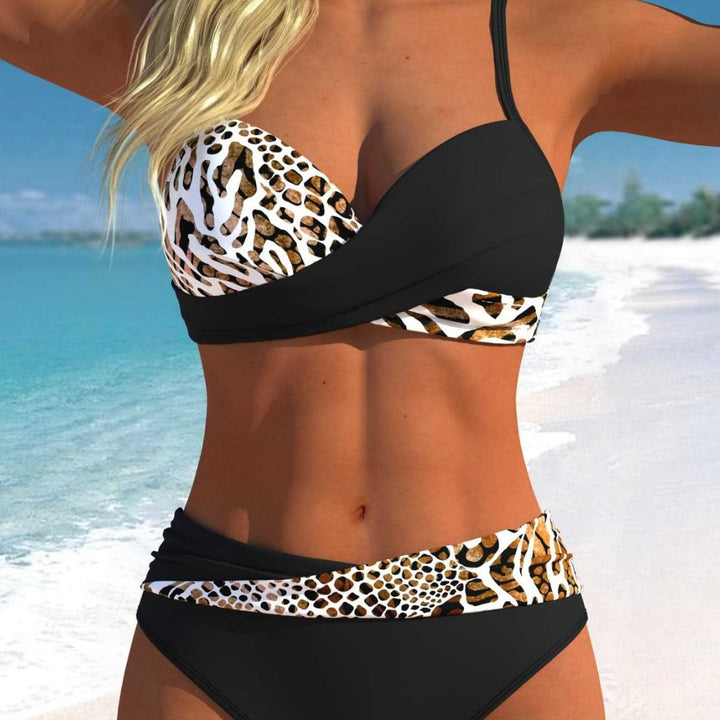 Damen Wickelbikini-Set mit animalischem Muster und hoher Taille Echo Archiv
