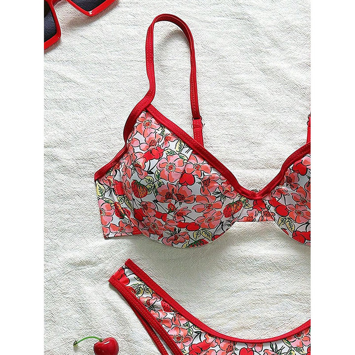 Damen Push-Up-Bikini mit floralen Mustern und verstellbaren Trägern Echo Archiv