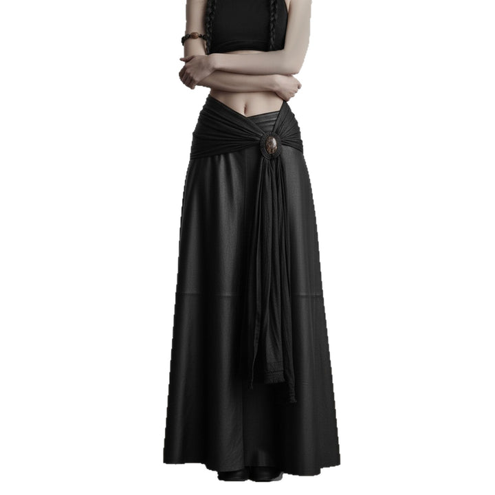 Damen eleganter Satin-Abendrock mit raffinierten Rüschen und Spitzenakzenten Echo Archiv