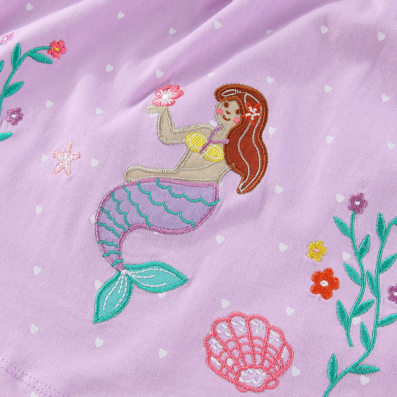 Mädchen Sommerkleid mit verzauberndem Meerjungfrau-Stickdesign Echo Archiv