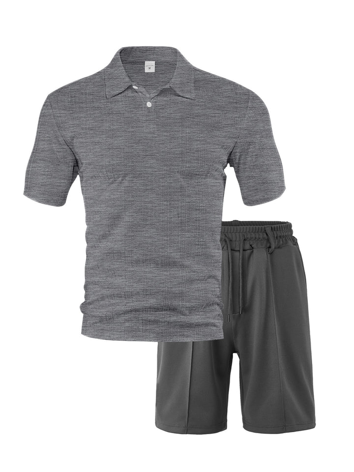 Herren Sportliches Polo- und Shorts-Set mit atmungsaktivem Material und elastischem Bund Echoarchiv