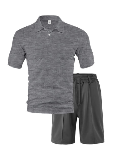 Herren Sportliches Polo- und Shorts-Set mit atmungsaktivem Material und elastischem Bund Echoarchiv