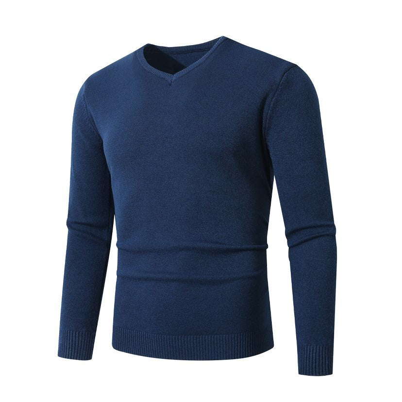 Herren Schmal geschnittener Feinstrick‑V‑Neck-Pullover mit Rippbund und atmungsaktiver Baumwollmischung Echo Archiv