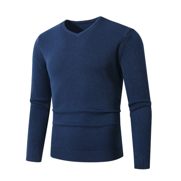 Herren Schmal geschnittener Feinstrick‑V‑Neck-Pullover mit Rippbund und atmungsaktiver Baumwollmischung Echo Archiv