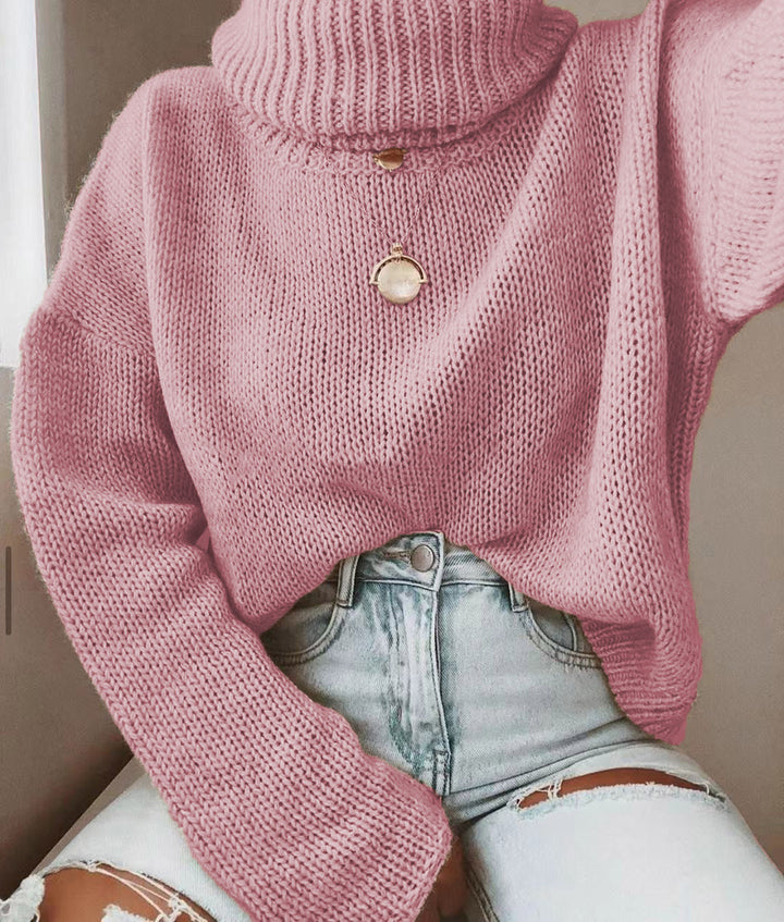 Damen Oversize Rollkragenpullover grobgestrickt mit weitem Schnitt Echoarchiv