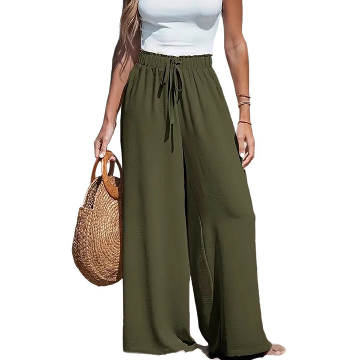 Damen High-Waist Elastischer Bund Weite Beinform Palazzo Strandhose Echoarchiv