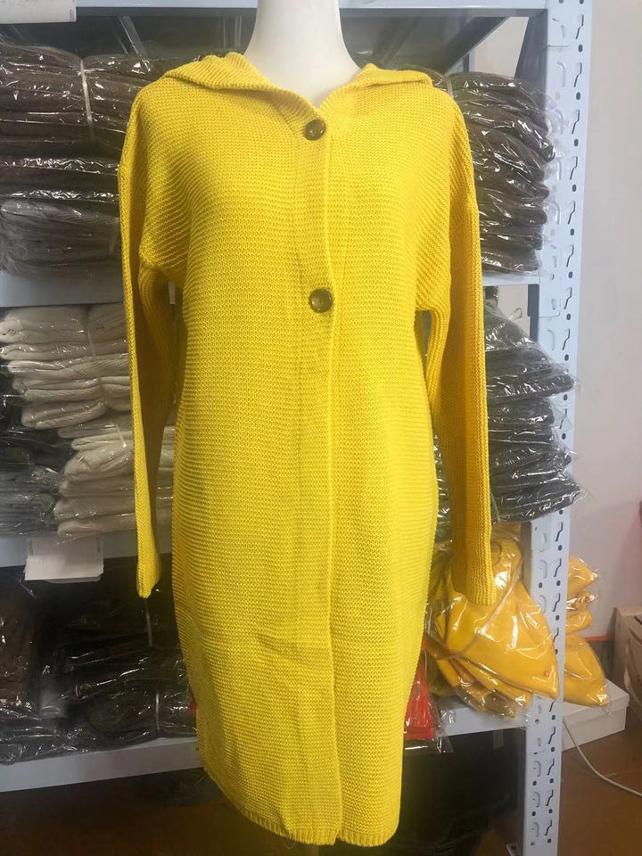 Damen Kapuzen-Strickmantel mit Oversize-Schnitt und Knopfleiste Echo Archiv