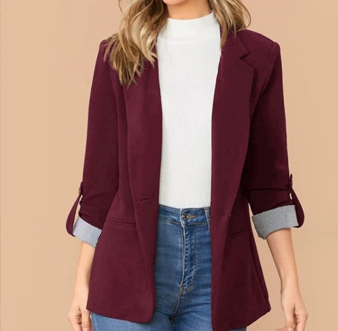 Damen nan taillierter Casual-Blazer mit umschlagärmeln und dekorativem Knopfdetail Echo Archiv