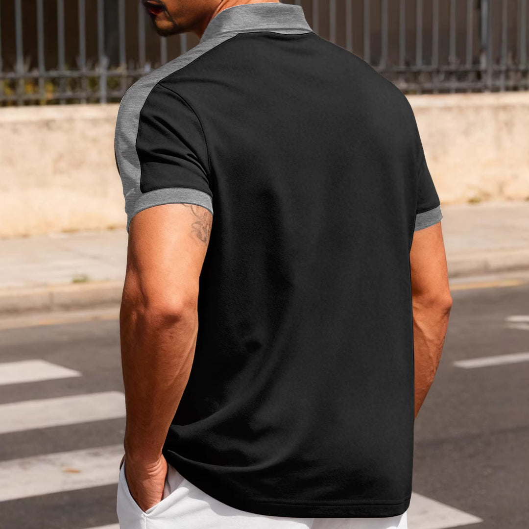 Herren nan Premium-Polo im Retro-Kontrastlook mit Hemdkragen und Dreiknopfleiste Echo Archiv