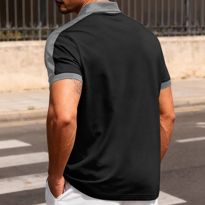 Herren nan Premium-Polo im Retro-Kontrastlook mit Hemdkragen und Dreiknopfleiste Echo Archiv