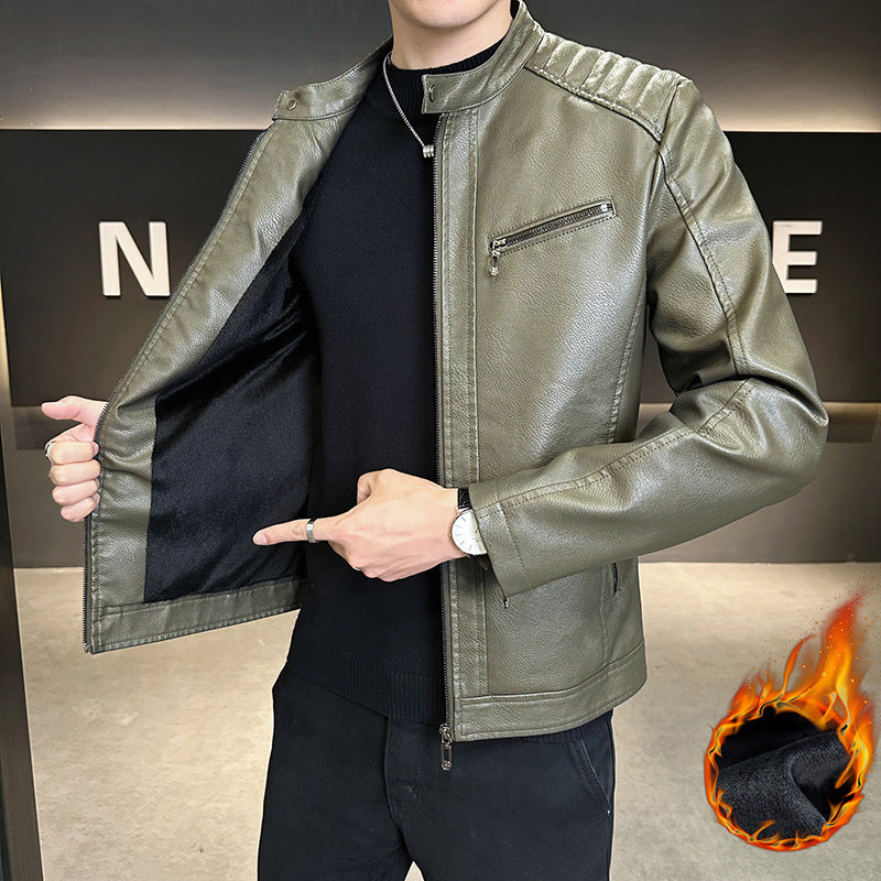 Herren Modische Kunstlederjacke mit praktischem Stehkragen Echo Archiv