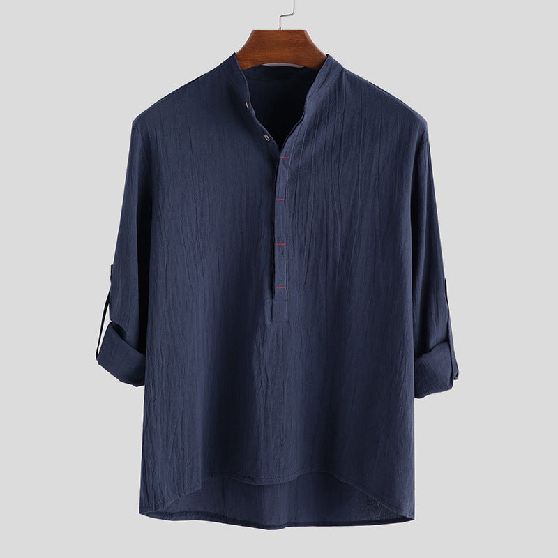 Herren Langarm-Henley-Hemd mit feinen Knopfdetails und lässigem Schnitt Echoarchiv