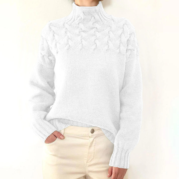 Damen nan Strickpullover mit Zopfstruktur und hohem Rollkragen Echo Archiv