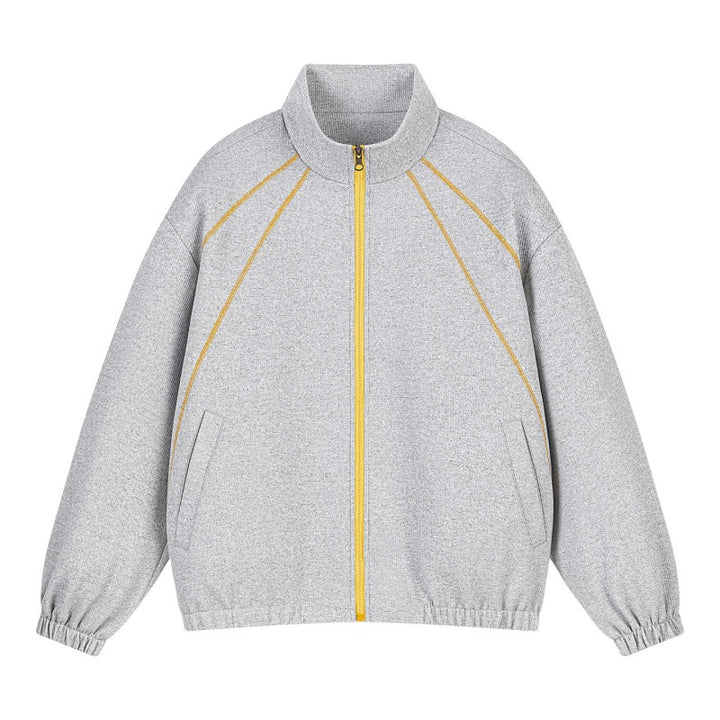 Unisex Oversize-Struktur-Trackjacke mit Stehkragen, Reißverschluss & Flatlock‑Details Echoarchiv