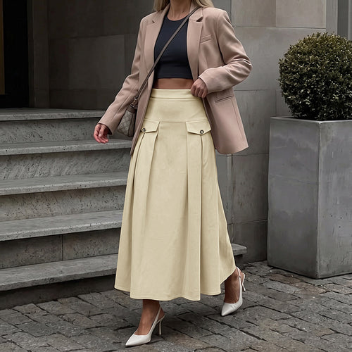 Damen Eleganter Plisseerock mit Gürteldetails Echo Archiv
