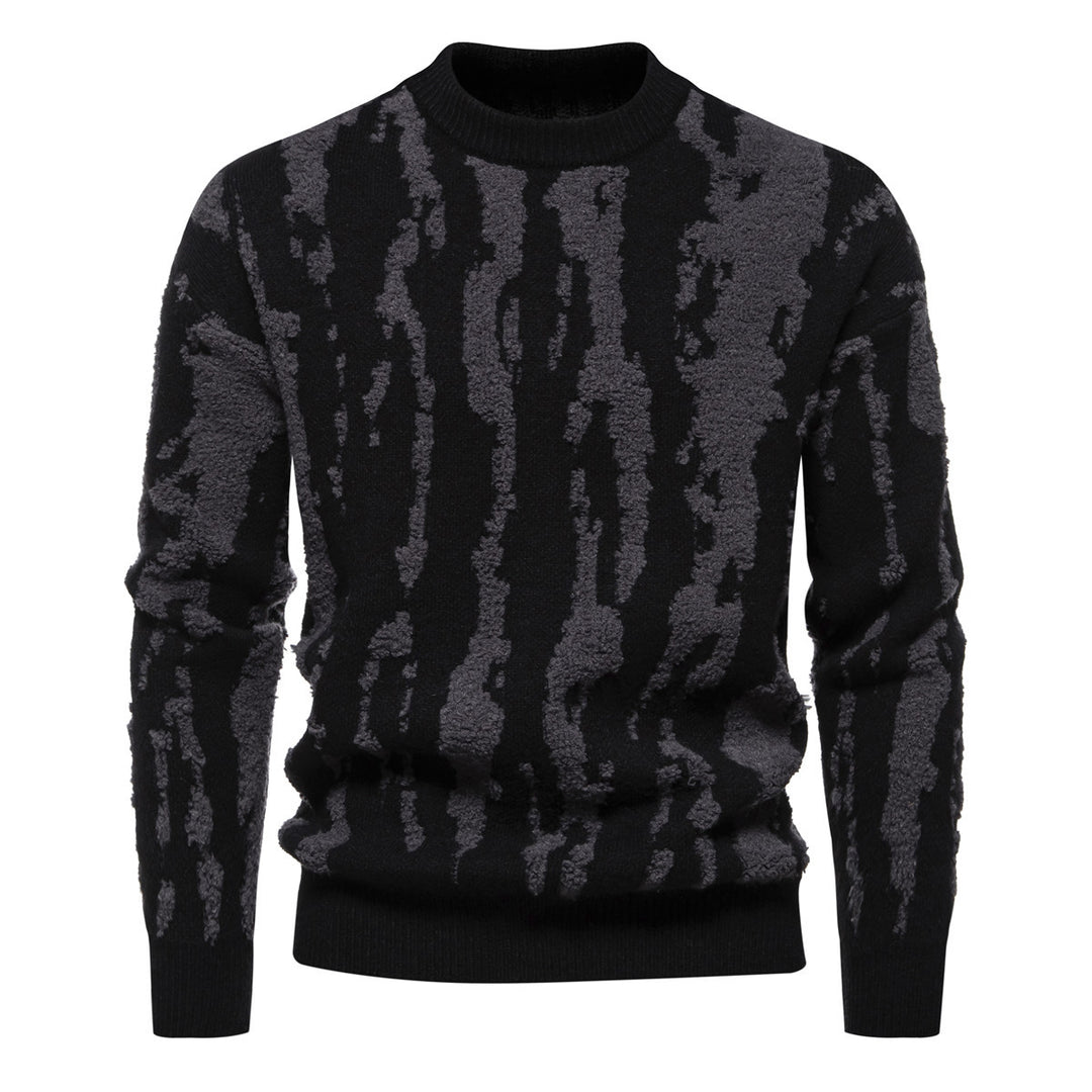Herren Strickpullover mit modernem Zopfmuster und hohem Kragen Echoarchiv