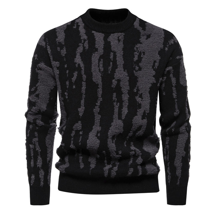 Herren Strickpullover mit modernem Zopfmuster und hohem Kragen Echoarchiv