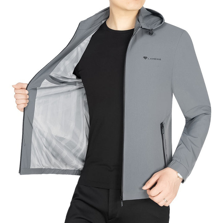 Herren Leichte Softshell-Funktionsjacke mit Kapuze wasserabweisend atmungsaktiv – Taviero
