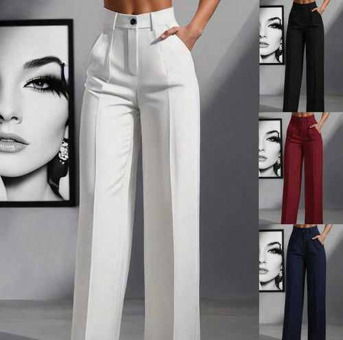 Damen elegante weite Bundfaltenhose Echoarchiv