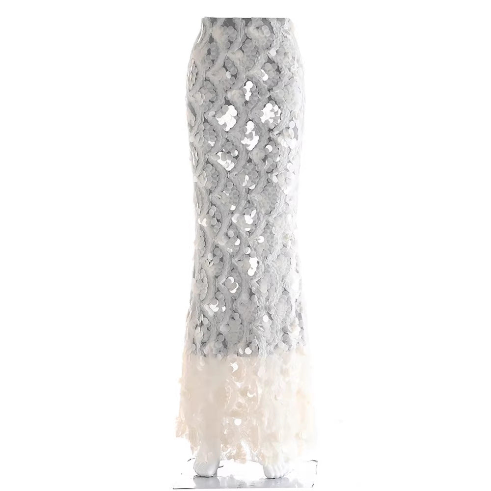 Damen Maxirock mit einzigartigem Volantdesign und transparenter Spitze Echo Archiv