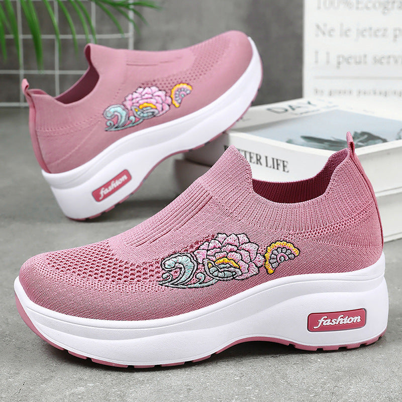 Damen Sportliche Stretch-Sneaker mit floraler Applikation und dämpfender Sohle Echo Archiv