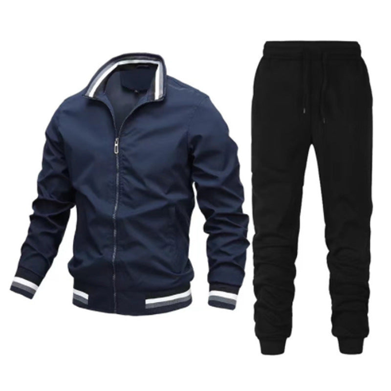 Herren sportlicher Freizeit Trainingsanzug Set mit Bomberjacke und elastischer Jogginghose – Cavarno