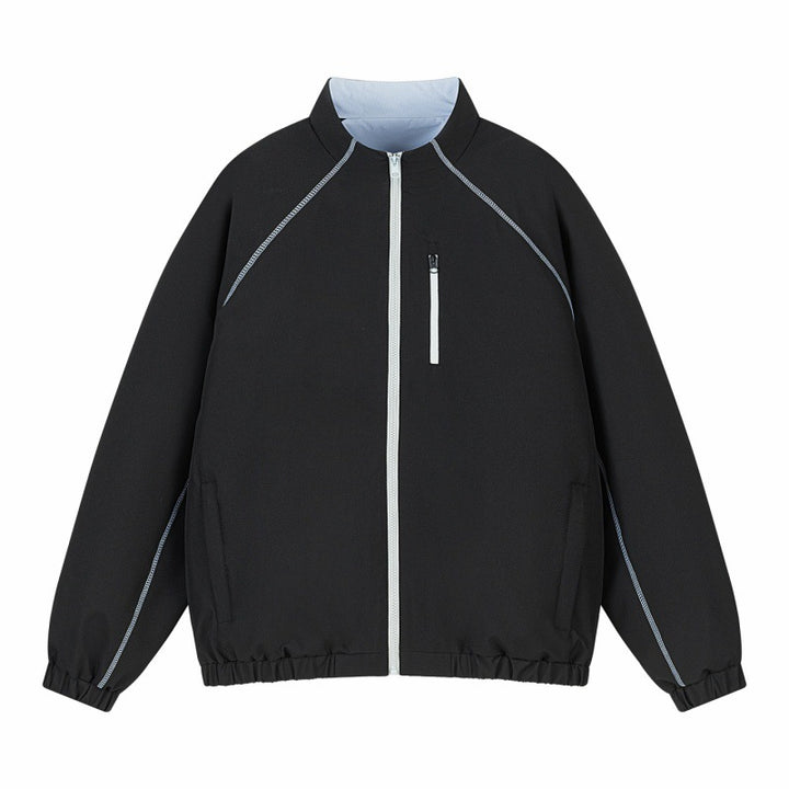 Unisex Leichte Übergangsjacke mit Raglanärmeln, durchgehendem Reißverschluss, Brusttasche und elastischem Saum Echoarchiv