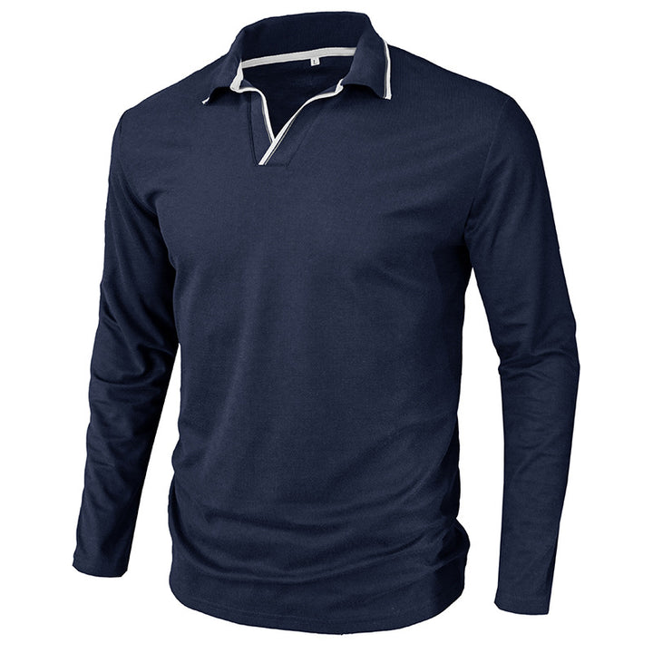 Herren Langarm-Polo-Shirt mit modischem Kragen und hochwertigem Baumwollmix Echoarchiv