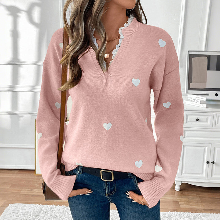 Damen Verspielter Strickpullover mit Herzmuster Echo Archiv