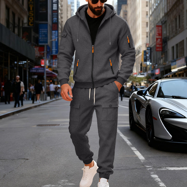 Herren stylisches Zweiteiliges Jogginganzug mit Kapuze und praktischen Taschen Echoarchiv
