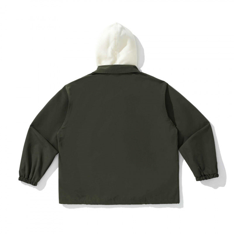 Unisex Zweilagige Overshirt Jacke mit angenähter Fleecekapuze und Druckknopfleiste Echo Archiv